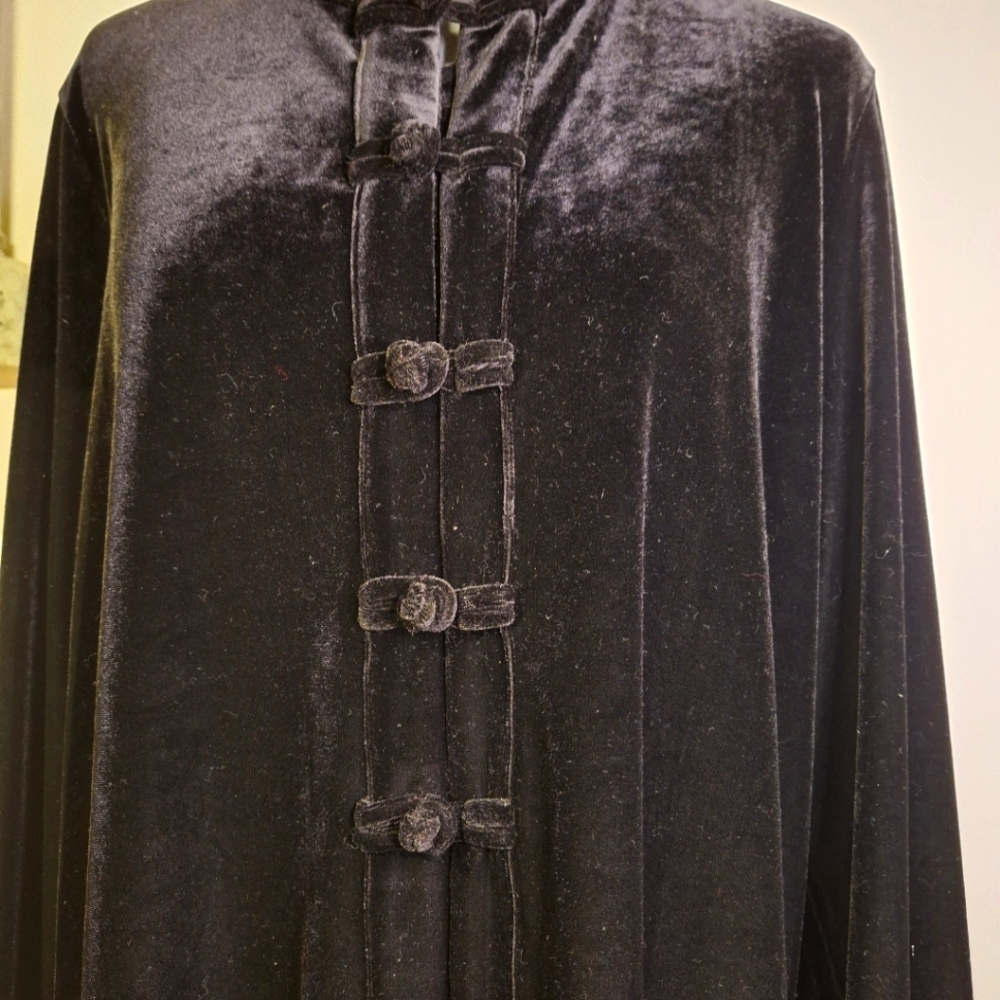 Vintage Francesca Rose Black Velvet Toggle Front Top Size Large